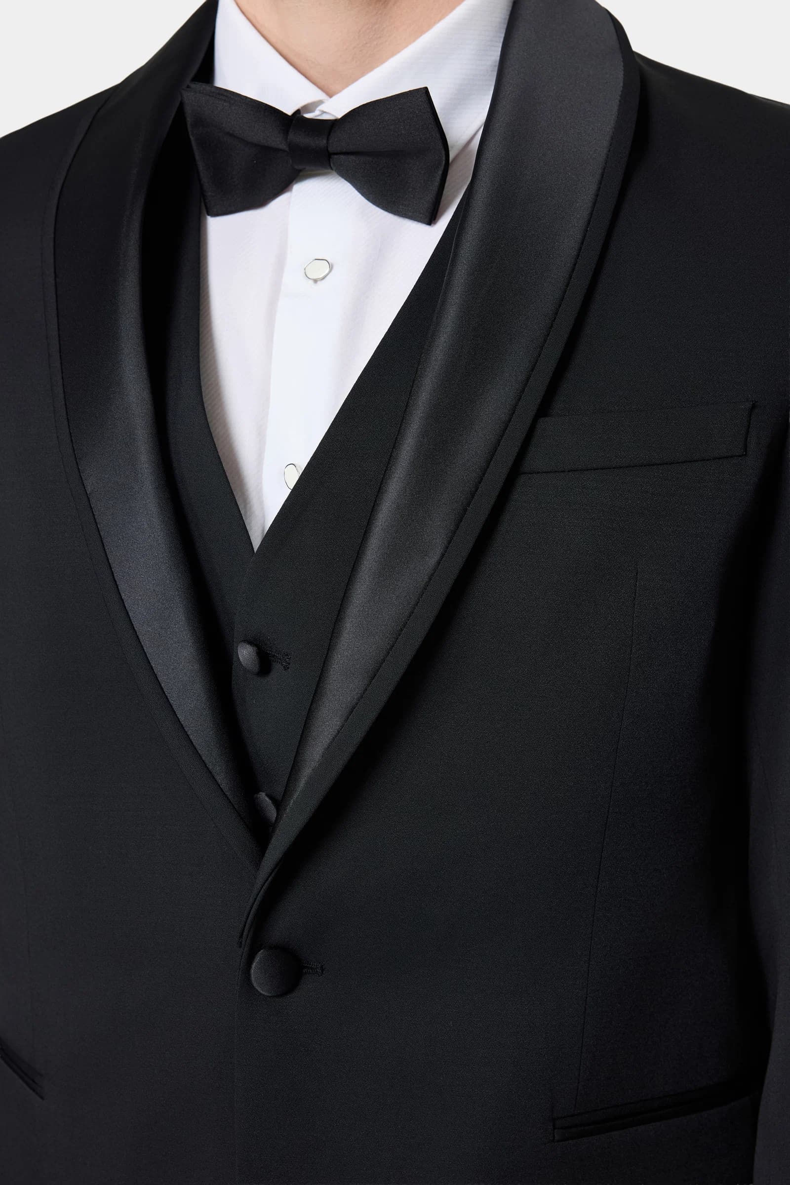 Twn Slim Fit Siyah Düz Smokin Yelekli Takim Elbise görsel 6