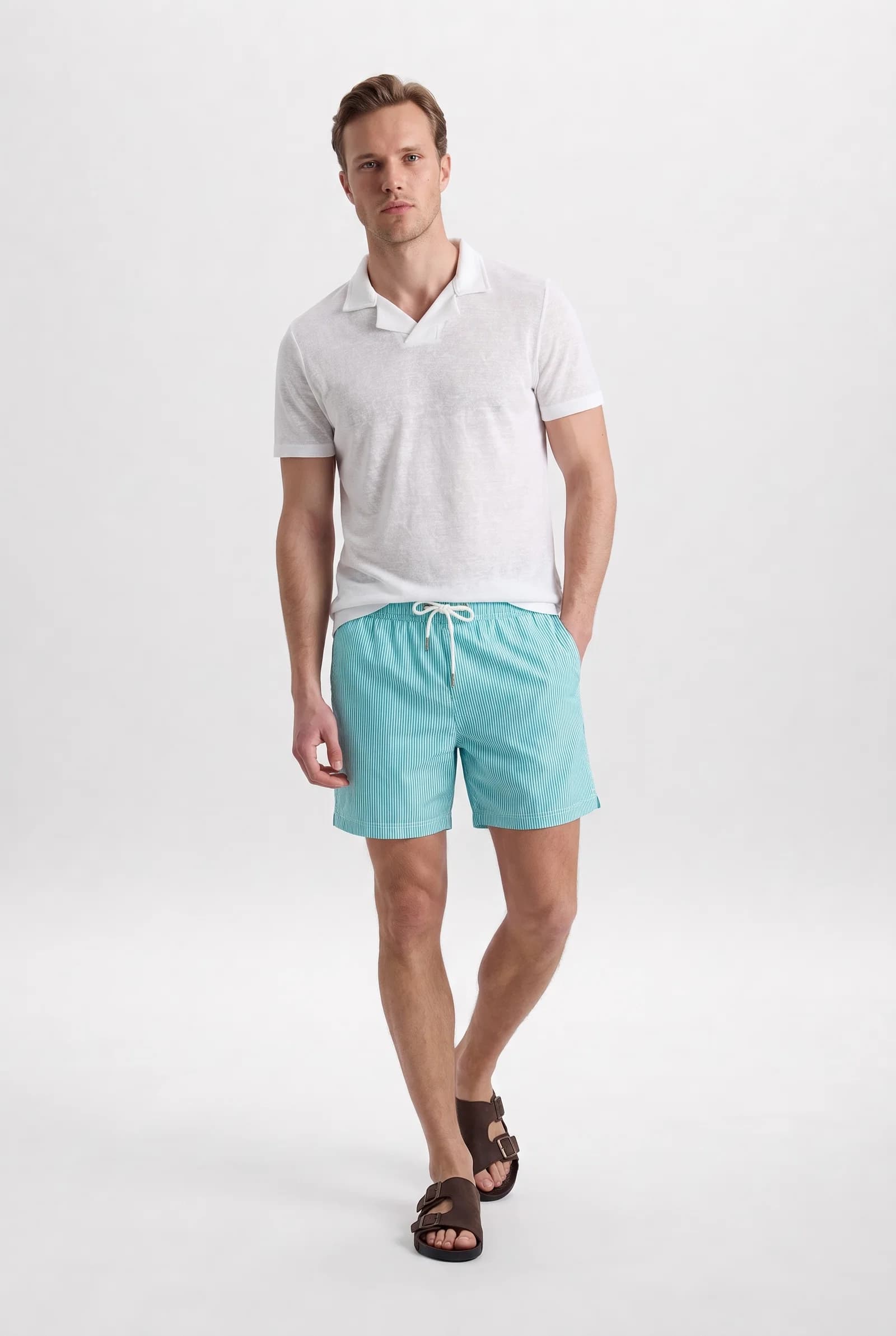 Tween Regular Fit Yeşil Şort Mayo görsel 4