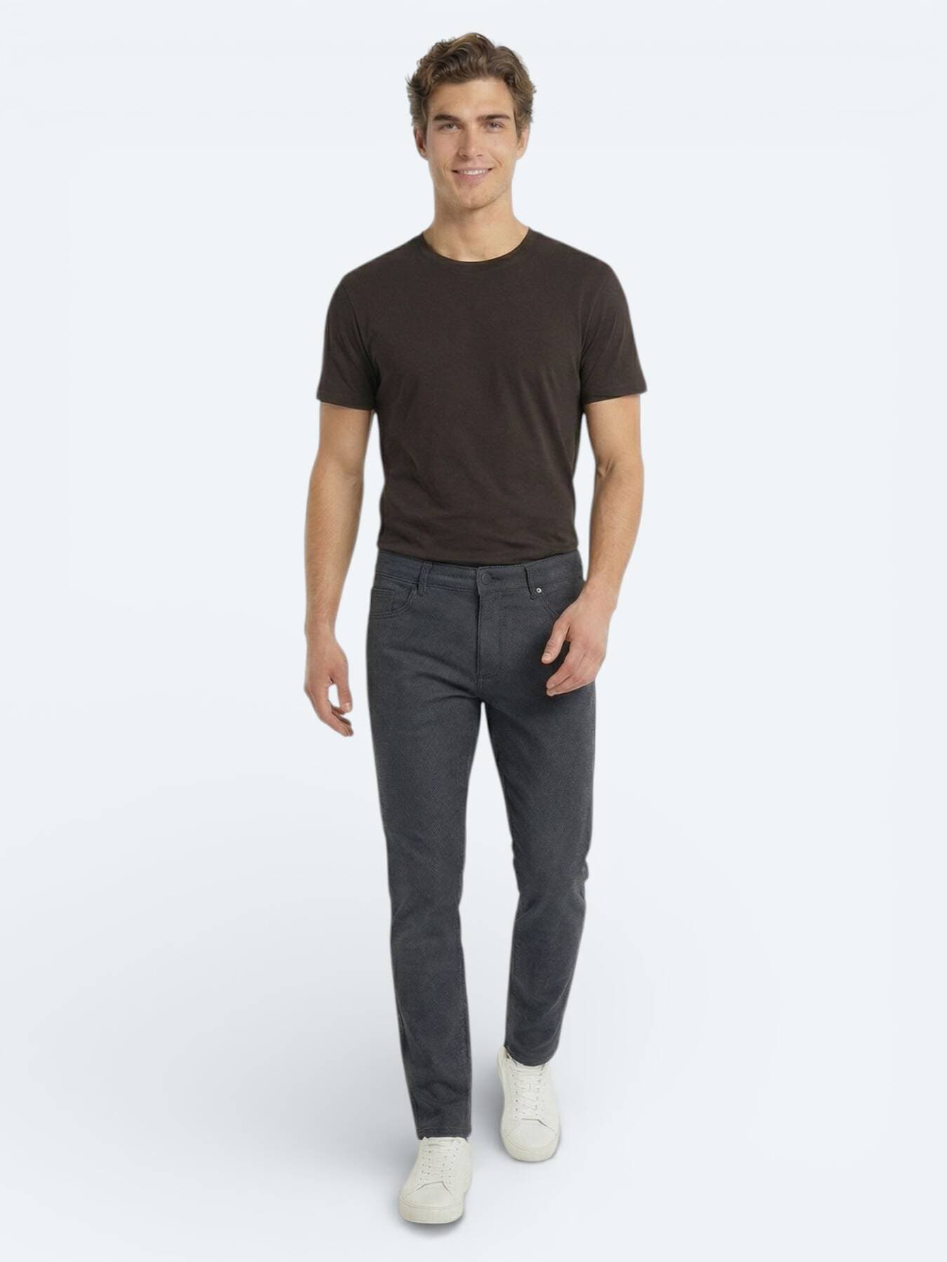 Kahverengi Düz %100 Pamuk T-shirt görsel 2