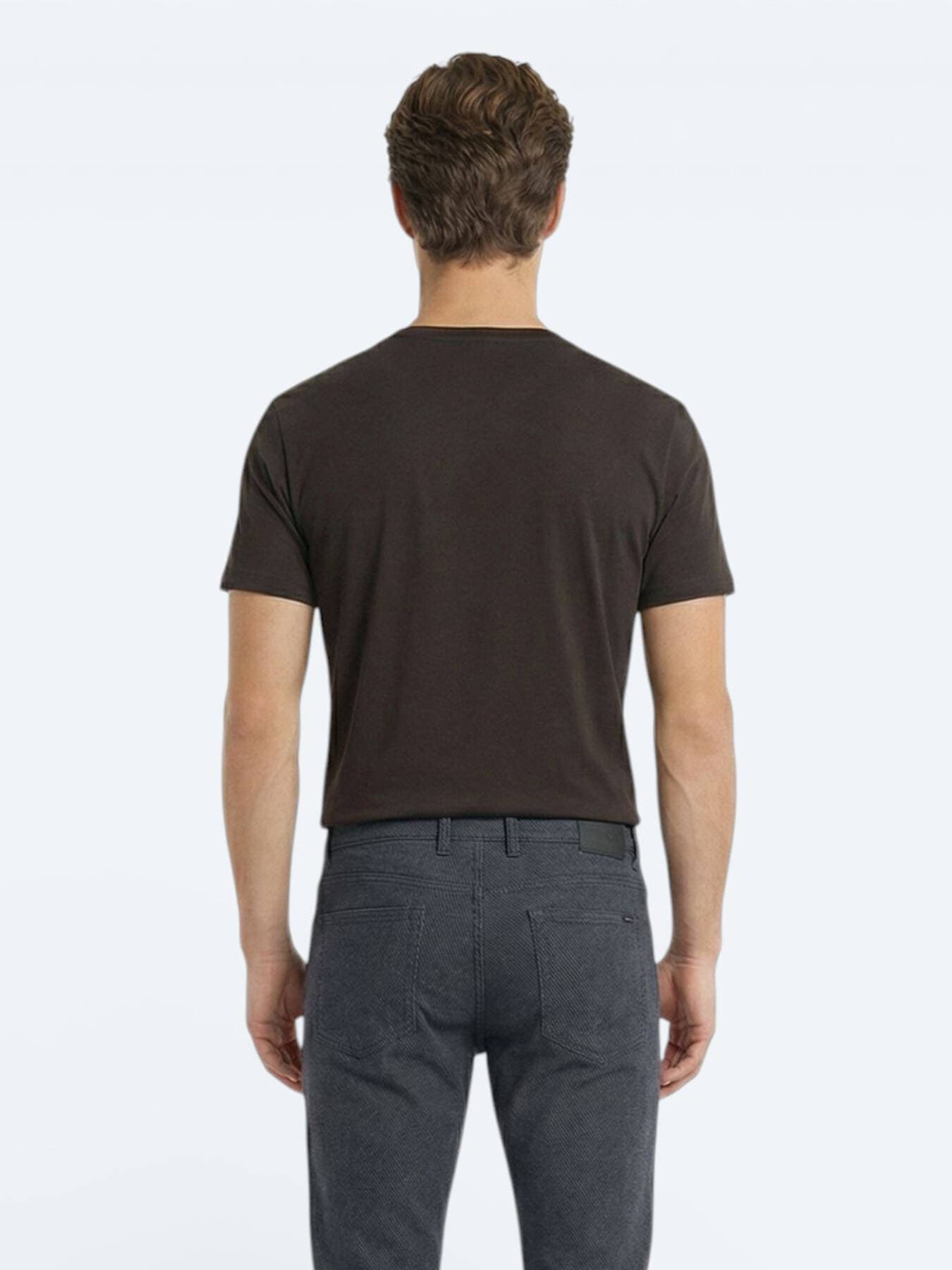 Kahverengi Düz %100 Pamuk T-shirt görsel 3