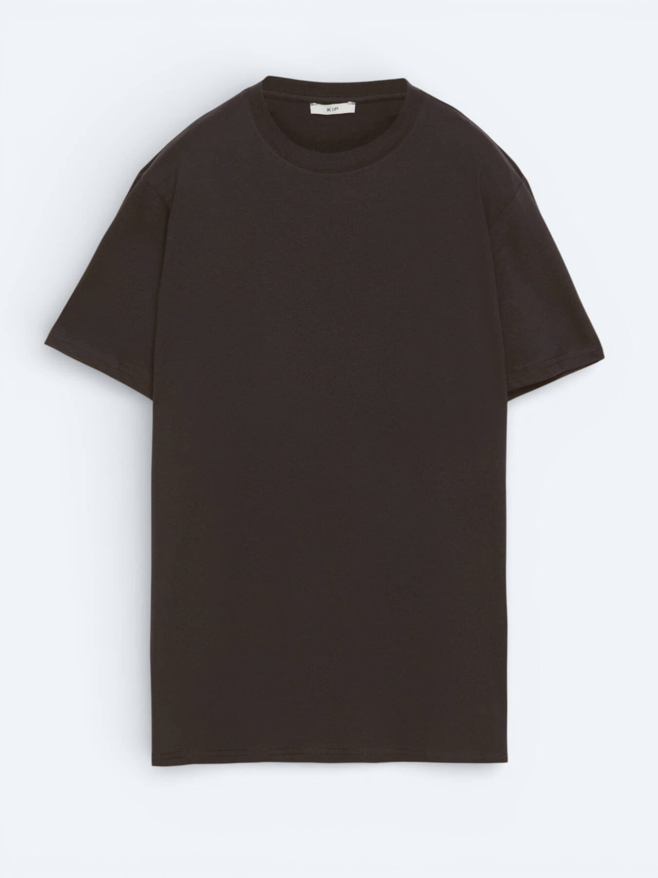 Kahverengi Düz %100 Pamuk T-shirt görsel 4