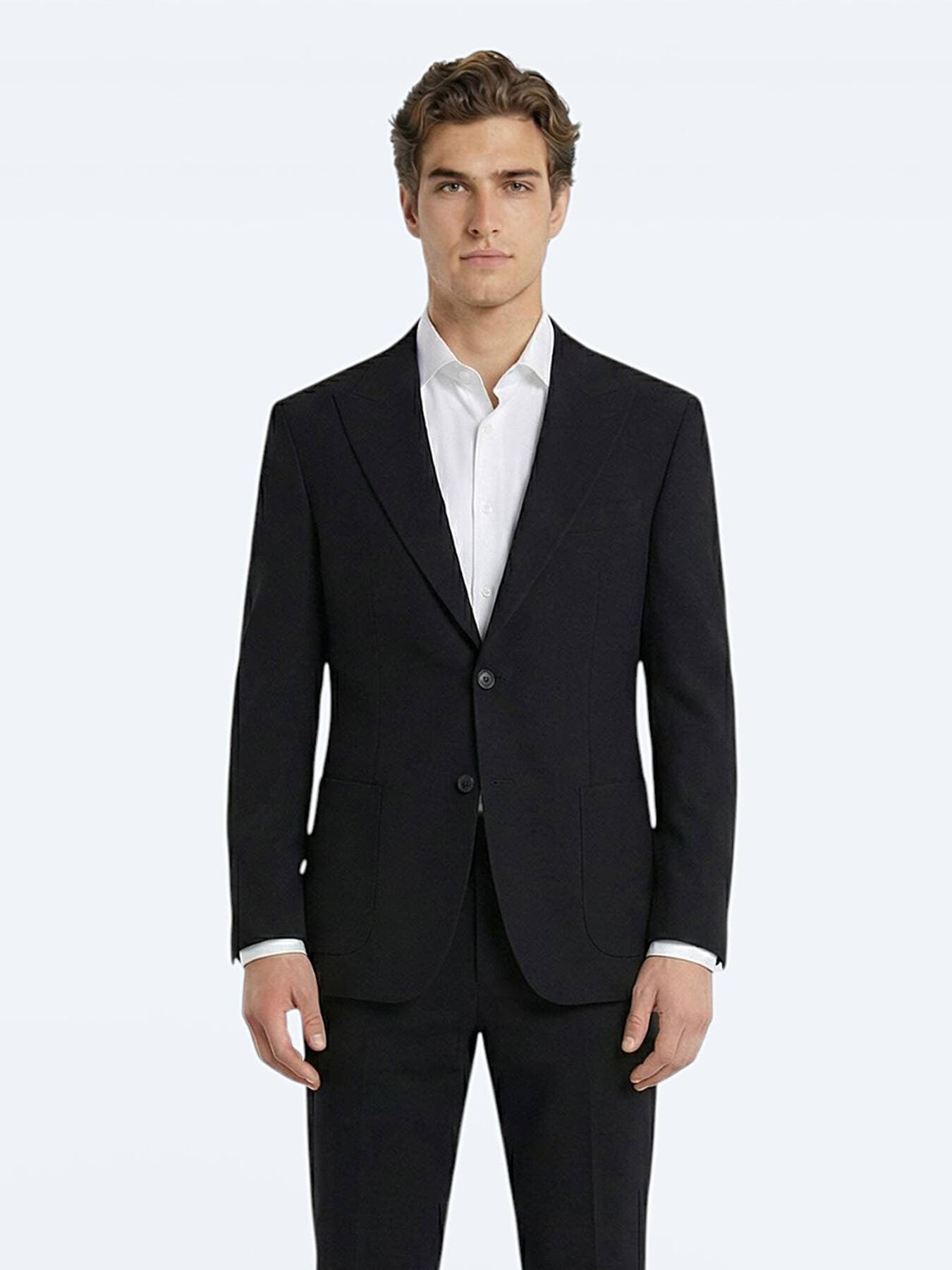 Siyah Çizgili Modern Fit Takım Elbise görsel 2